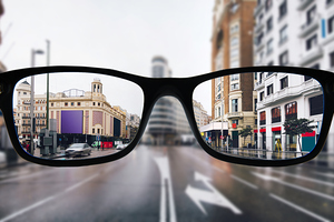 The city center of Madrid as seen from some myopia glasses.