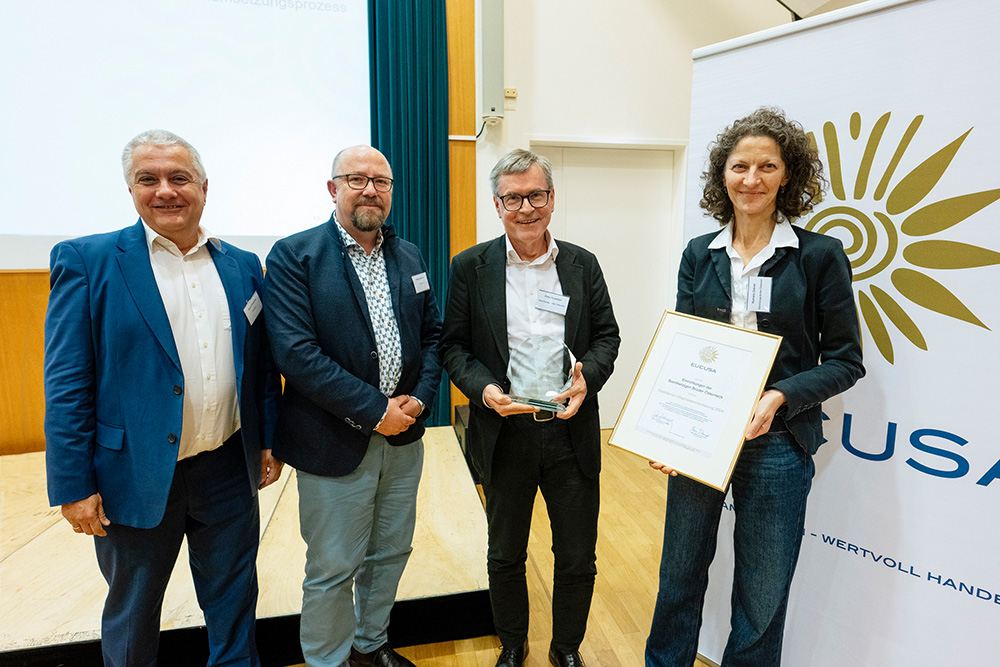 Mag. Mario Filoxenidis (Geschäftsführer EUCUSA und Projektleiter), Mag. (FH) Peter Aichberger (Geschäftsführer EUCUSA), Mag. Peter Ausweger (Gesamtleiter der Österreichischen Ordensprovinz Barmherzige Brüder), Mag. Romana Gabriel (Leitung Personalman