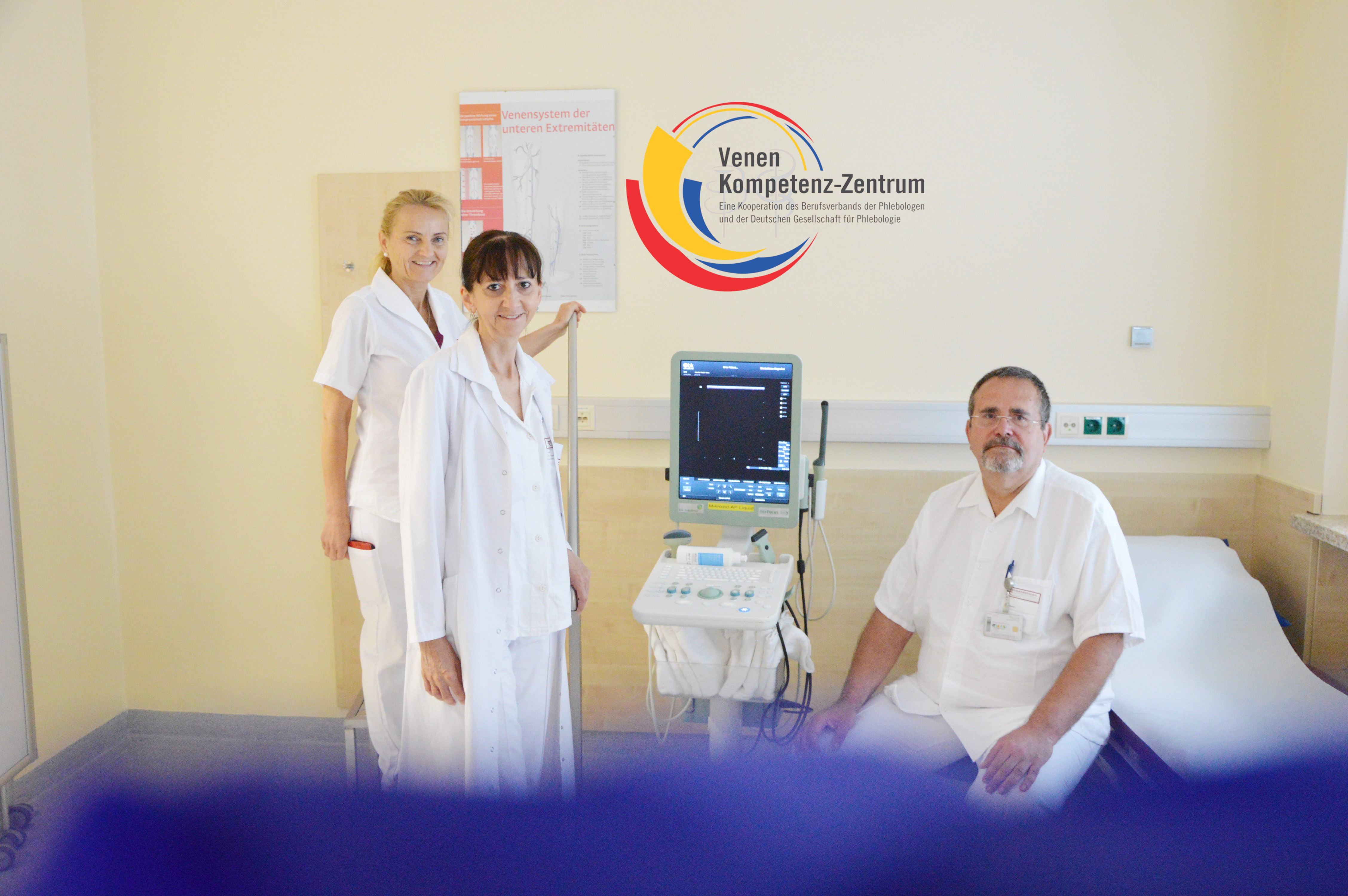 Chirurgie-Team der Venen-Ambulanz: EOA Dr. Christiane Dreschl, MBA (2.v.l.), OA Dr. Pero Zanchi und FÄ Dr. Maria Greiner