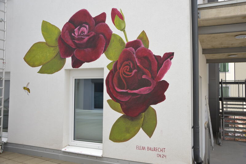 Wandmalerei Biene Rose